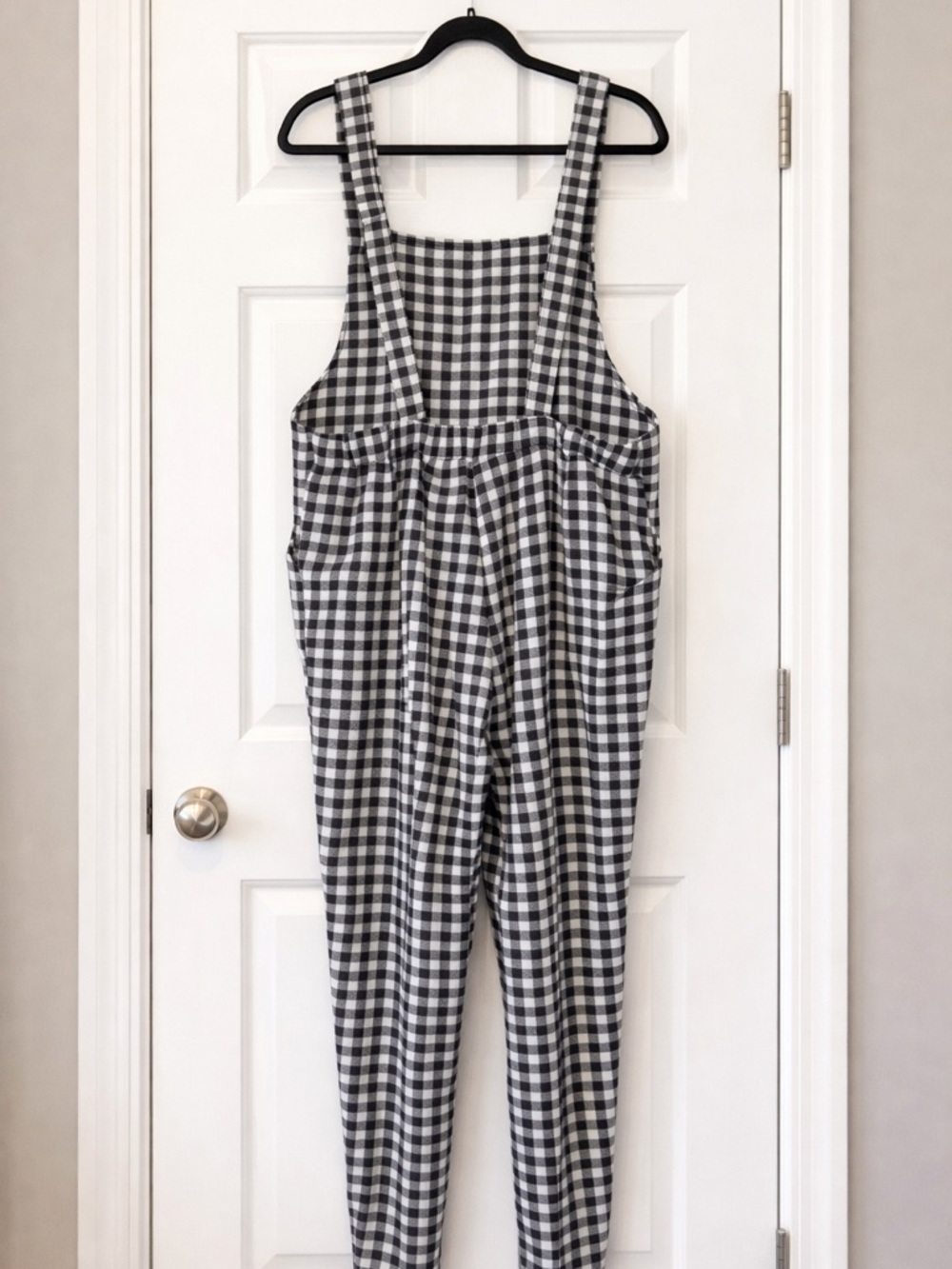 Black White Gingham Overalls 0XL Curve Adjustable Straps Pockets NWOT